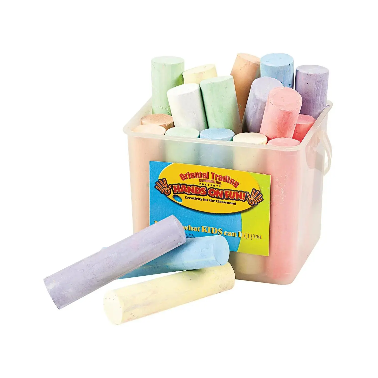 4" Jumbo Pastel Colors Sidewalk Chalk in Plastic Bucket - 20 Pc.