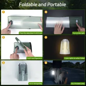 SELORSS Portable Inflatable Outdoor Camping Light, IP66 Waterproof Standard, Three White Light Modes and Flashing Signal Lamp, Suitable for Camping, Hiking, Travel, etc.