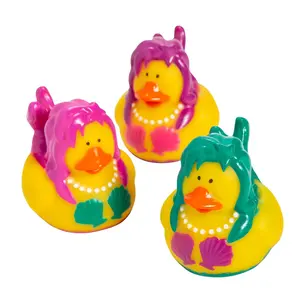 2" Magical Underwater Mermaid Yellow Rubber Ducks - 12 Pc.