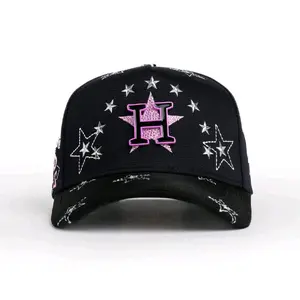 Men's Black Star Pink Cap with Unique Ornaments for Casual Wear - Stylish and Comfortable