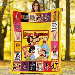 Bob’s Burgers Fleece Blanket Tina Belcher Linda Belcher Bob’s Burgers Family Throw Blanket For Bed Couch Sofa, Christmas Gifts