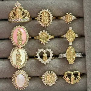 Adjustable Gold Plated Virgencita Ring for Women - Fashion Accessory perfect gift