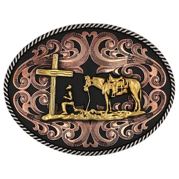 Montana Silversmiths Tri-tone Christian Cowboy Attitude Belt Buckle A1005