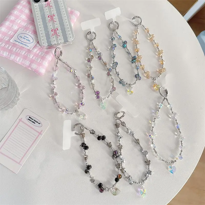 Butterfly & Heart Design Phone Chain, Cute Phone Lanyard, Fashion Phone Charm for Women & Girls, Mobile Phone Decoration Accessories