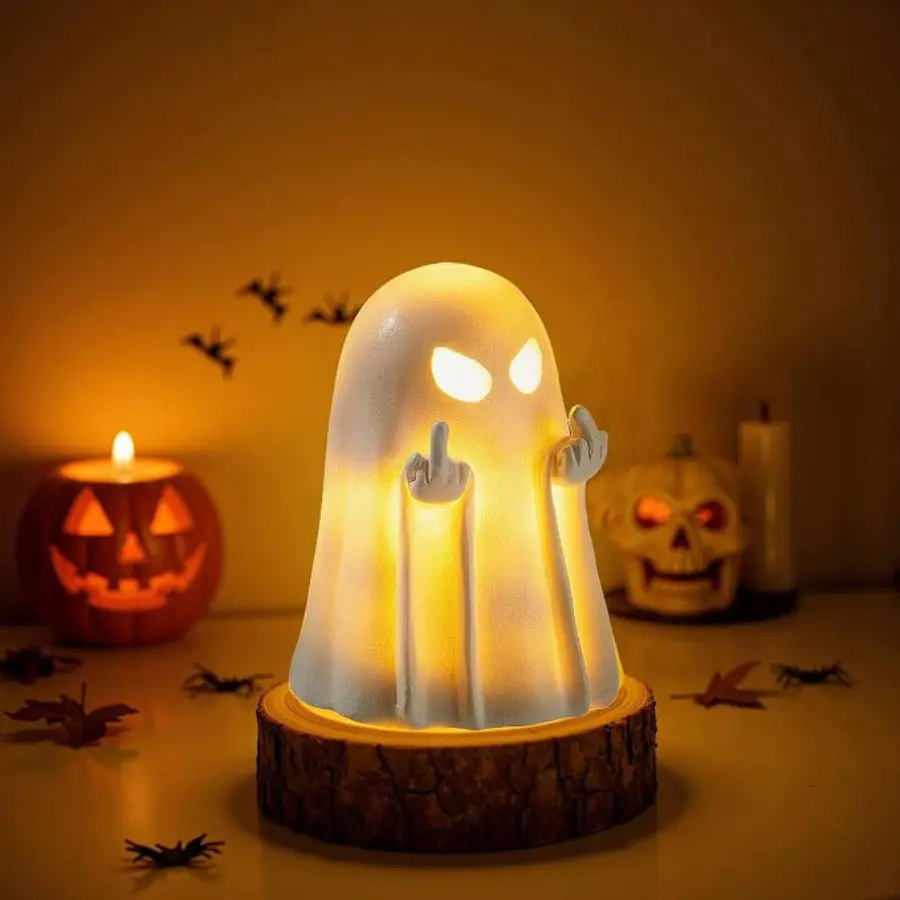 Ghost Figurine – Cute Resin Statue for Home, Indoor, Porch and Party Decor Hanging Ornaments Hangable Decoration
