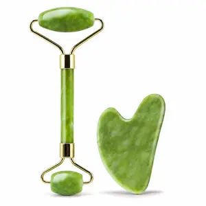 Jade Roller & Gua Sha Set for Face, Cooling & Firming Effect, Sculpting Tool for Jawline & Skin Care, Self-Care Gift for Women & Men