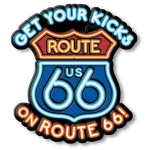 Get Your Kicks on Route 66 Neon Sign Magnet by Classic Magnets, 3.1" x 3.3"