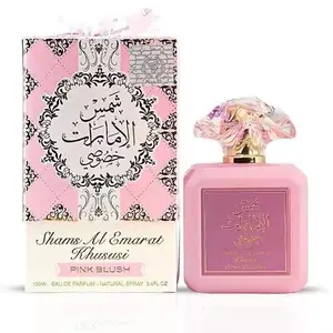 Ard al Zaafaran Pink Blush Shams Al Emarat Khususi, Marshmallow Blush Perfume For Women | Long-Lasting Arabian Floral Scent, Romantic Sweet & Elegant Daily Fragrance in Pink Bottle