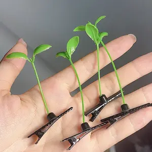 5pcs Bean Sprout Hairpin Set - Cute Sweet Plastic Hair Clips with Flower & Butterfly Elements for Women - Font Shaped Solid Color Hair Accessories, Suitable for Ages 14+