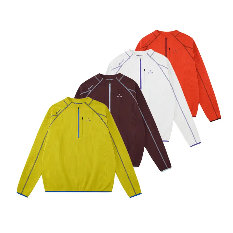 FPA Unisex Color Contrast Stitched Half Zip Long Sleeve Shirt, Slim Fit UPF 50+ UV Protection Moisture Wicking Quick Dry Fabric, Streetwear Athletic Long Sleeve Tops for Men Women, Sports Casual Basic Activewear