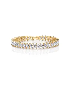 PAVOI 14K Gold Plated Tennis Bracelet - Gold Tennis Bracelets for Women - Marquise Cut Cubic Zirconia - Trendy Wedding Jewelry