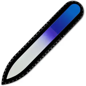 Rainbow Crystal Nail File in Black Pouch - Small/Purse Size - Czech Tempered Glass - Handmade in Bohemia (Czech Republic)