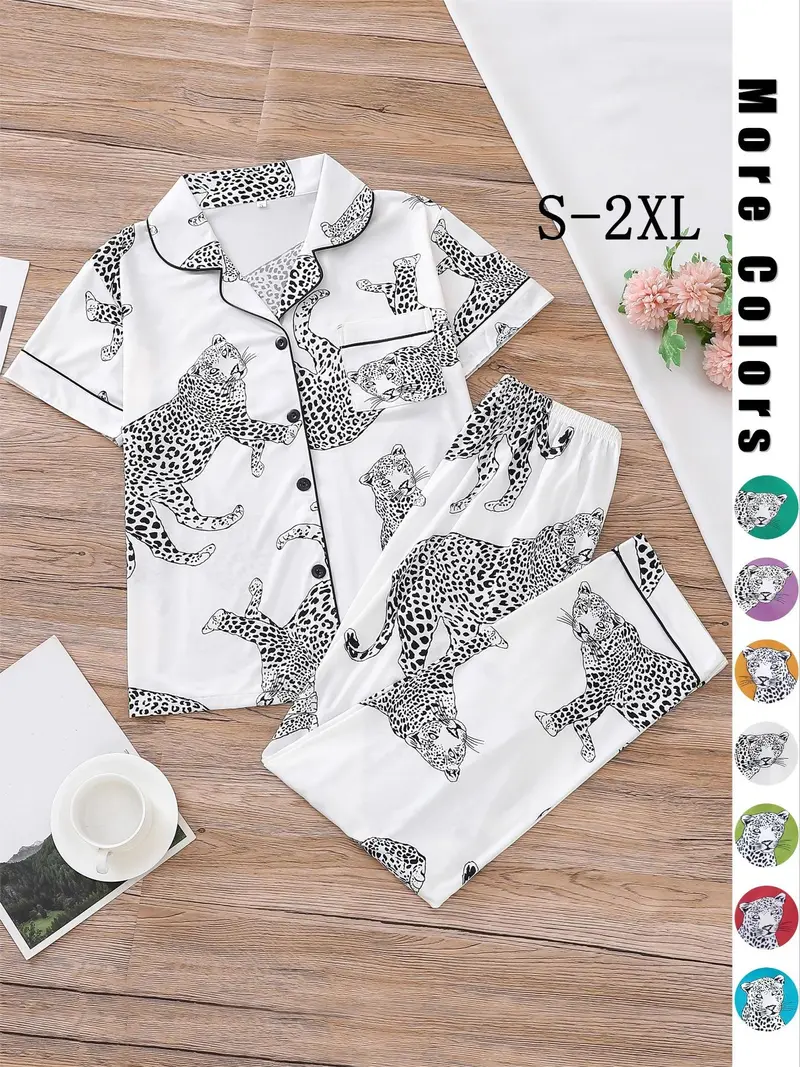 YQxwJL Women's Dachshund Print Pajama Set - 2 Piece Short Sleeve Top & Shorts, Soft Lounge Wear (Sizes S-4XL)