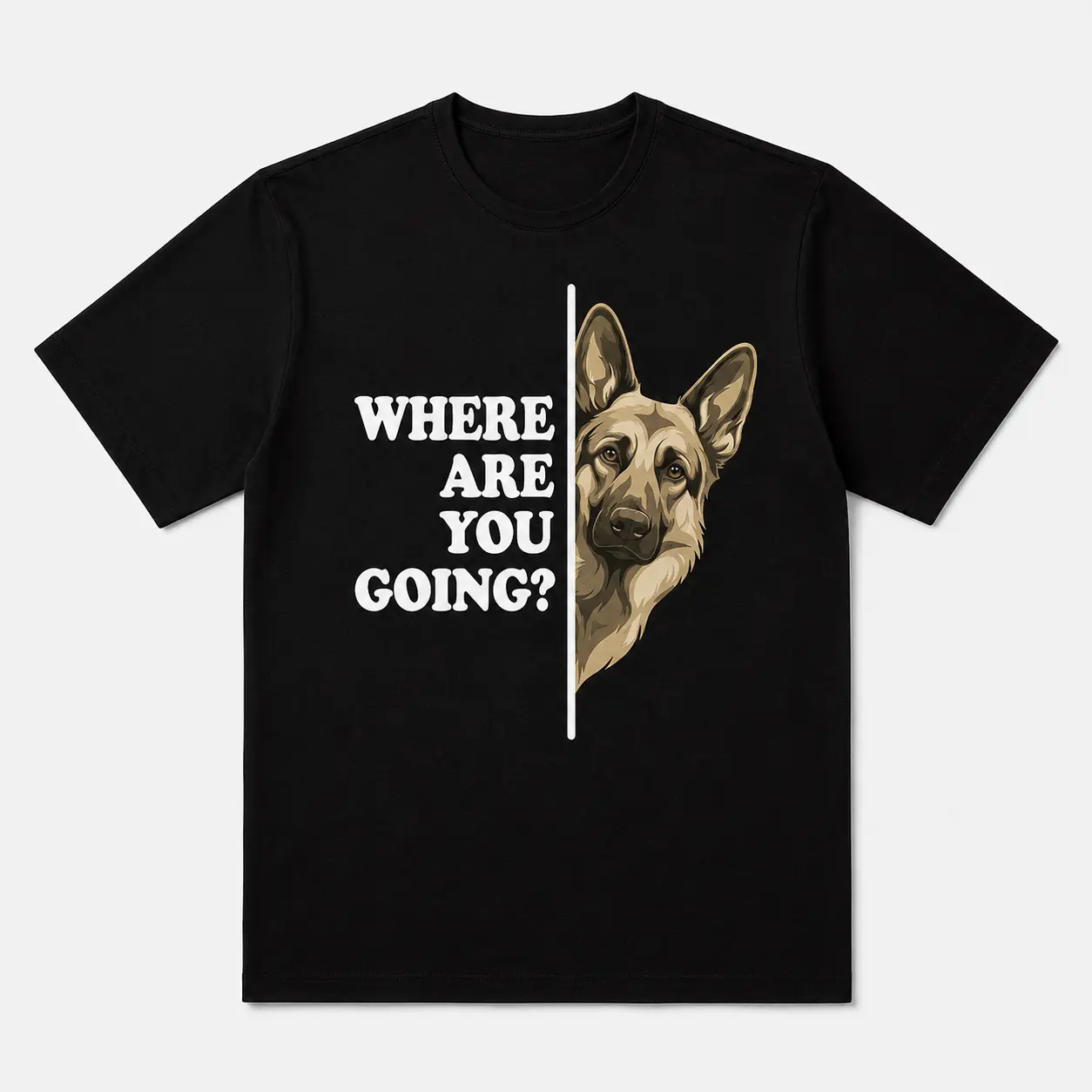 Unisex German Shepherd T-Shirt | Oversized & Seamless 100% Cotton Apparel, Casual Summer Gift - Also Available as a Hoodie or Sweatshirt, Tee, Loose, Print