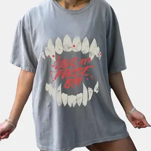 Comfort Colors Love at First Bite Vampire Fangs Oversized Shirt, Halloween Outfits, Unisex Tee, Halloween Gift