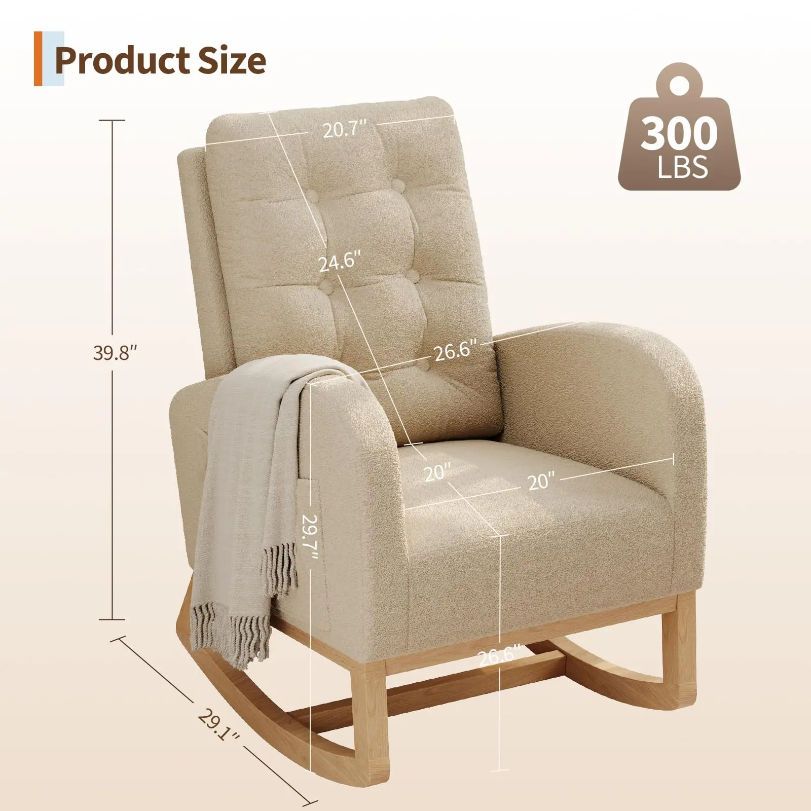 Beige brown lambswool without footrests