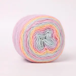 Gradient Cake Yarn, Soft Multicolor Medium-Fine Blended Yarn, Weight 100 Grams, Contains 60% Cotton 30%  10% . Suitable for Scarf, Gloves, Shawl, Blanket Crochet.(1171, 1ball)