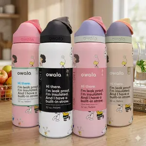Owala FreeSip Water Bottle Dual Sip Straw Design Insulated Stainless Steel Leak Proof Bottle for Gym Travel Daily Hydration Drinkware Flasks