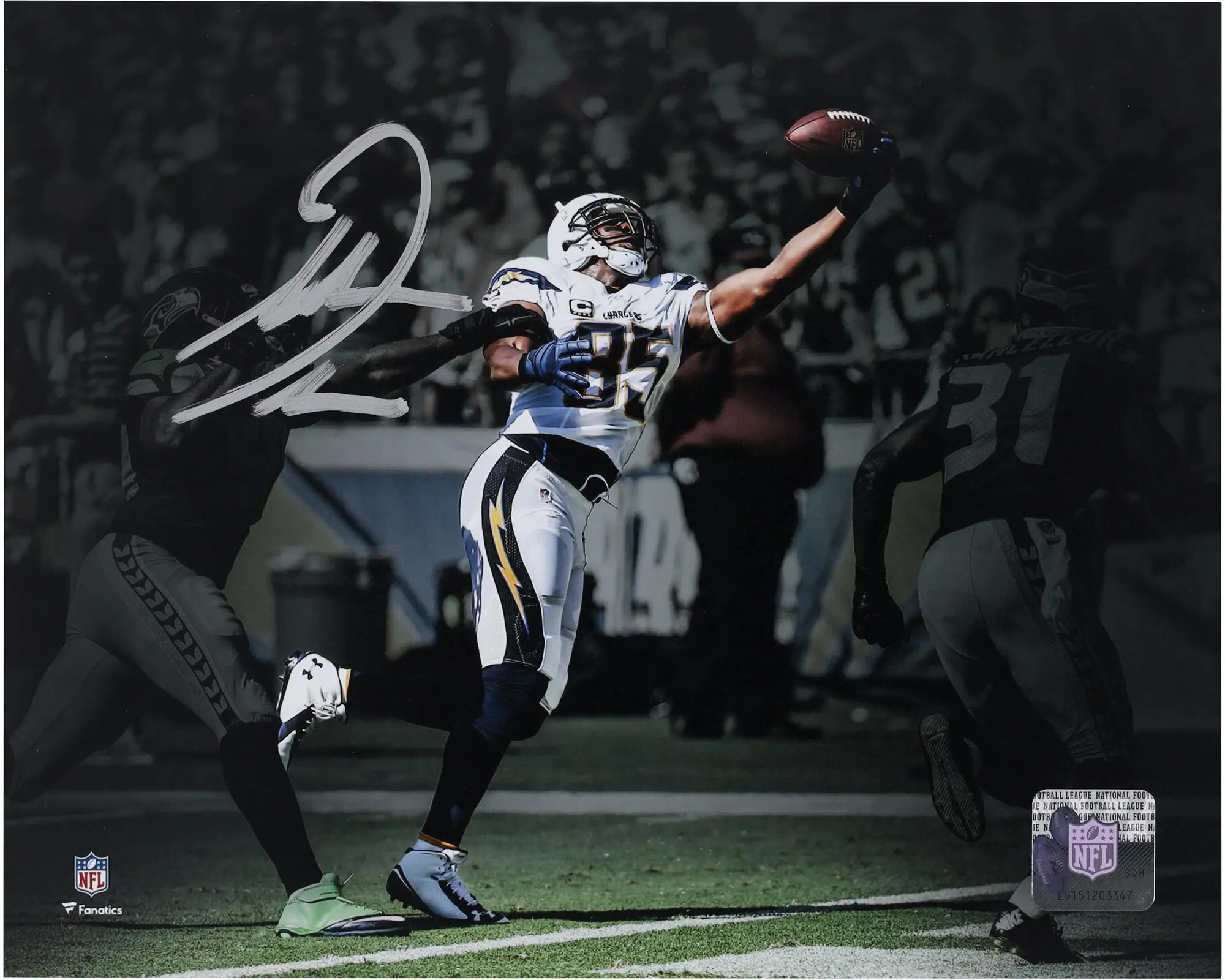 Antonio Gates San Diego Chargers Autographed "8 x 10" One Handed Catch Spotlight Photograph - Fanatics Authentic Certified