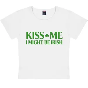 Kiss Me St Patricks Y2K Baby Tee, Funny St Patricks Day Shirt, Irish Baby Tee, Gifts For Her St Paddys Day Shirt