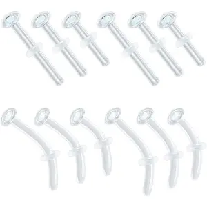 12 count Glass  Retainers Set for Work//, 18g 16g 14g Curved Clear Nose Studs for Cartilage Tragus Conch Daith Helix Lip Nose Septum Eyebrow Nipple Tongue  Button