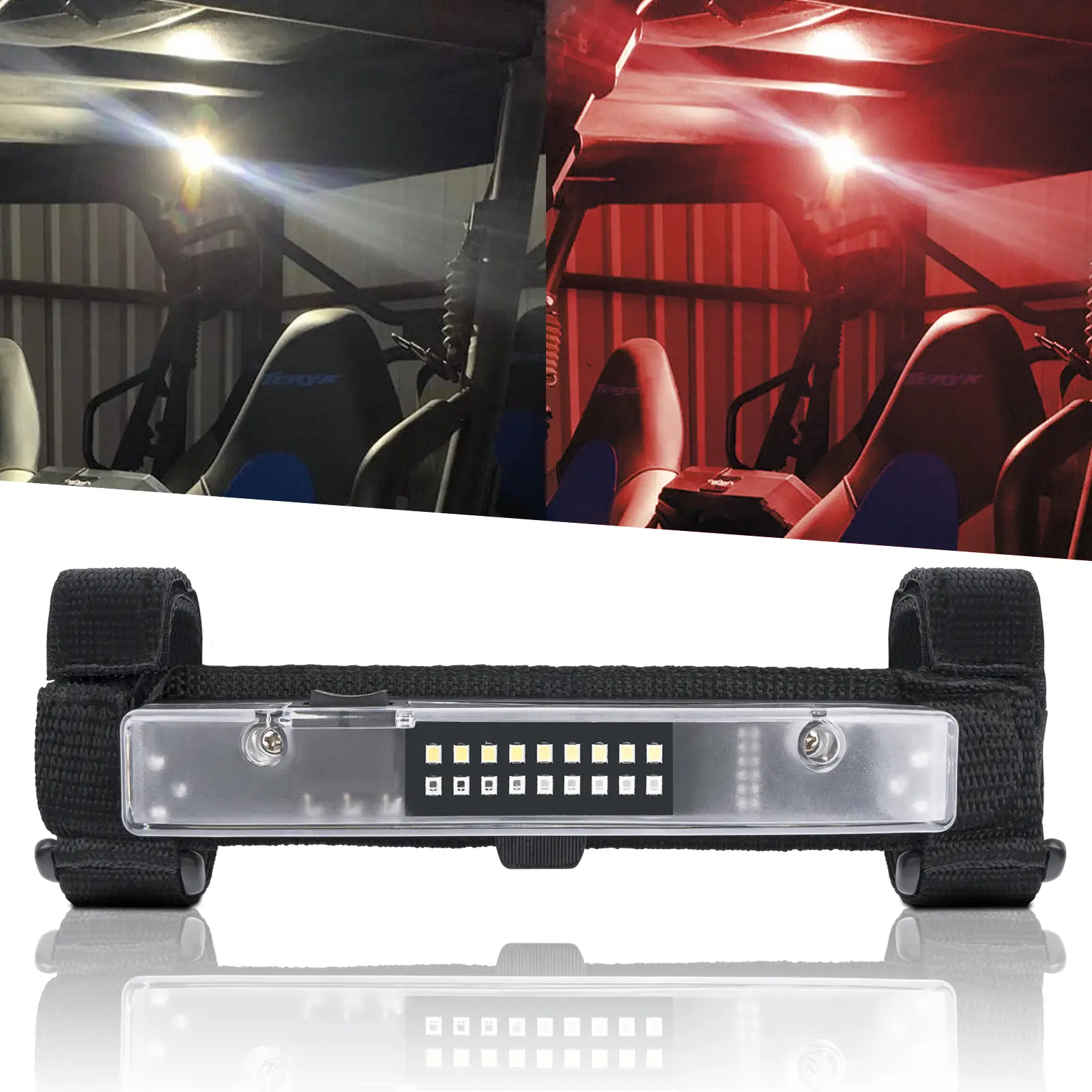UTV Dome Light Roll Bar Cage Mount Interior Lights Rechargeable Wireless Roll Bar LED Interior Lights Utility Roll Cage Light for UTV Polaris RZR ATV Can-Am Off Road - White/Red car running lights car accessories Waterproof USB multi-functional car