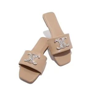 Ceci Flat Slip On Sandals - Nude