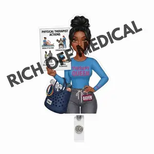 Physical Therapist "Therapy Queen" Med Barb Badge Reel