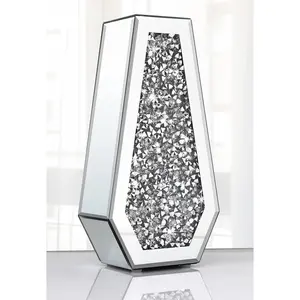 Flower Vase Crushed Diamond Mirrored Vase Crystal Silver Glass Decorative Mirror Vase Large Size Luxury for Home Decor. Diamond Shape Thickened. Can’t Hold Water.