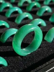 Teal/Blue Water Natural Jadeite Green Band Ring | Medium Profile | Sizes 6.75–8.75