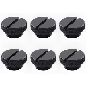 dracaena.io 6 pack G1/4" thread, Thin water Stop Plug Fitting with Coin Slot for Computer water cooling System, durable brass/copper material, Black