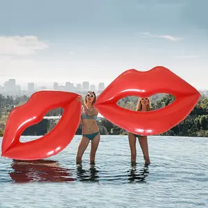 Summer Giant Lips Inflatable Floating Bed, Swimming Lounger & Ring for Water Sports, Pool Party Props, Vacation Funtoy