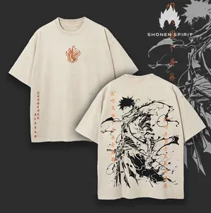 Ichigo - Bleach Anime Double Printed Vintage Oversize Heavyweight Cotton T-Shirt Unisex Relaxed Fit Premium Quality - Clothing, Menswear