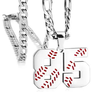 Personalized Jersey Number Necklaces for Mens,Athletes Stainless Steel  Number Pendant Chain for Boys Baseball/Softball Team Inspiration  with Gifts