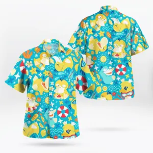 2026 Hawaiian Sets PKM [FREESHIP] A perfect gift for all ages in your family this summer - ideal for a beach trip – Anime Bold with the duck PKM Hawaiian Shirt Tropical Anime Aloha Shirt