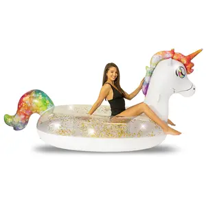 Gigantic Rainbow Unicorn Glitter Pool Raft by PoolCandy