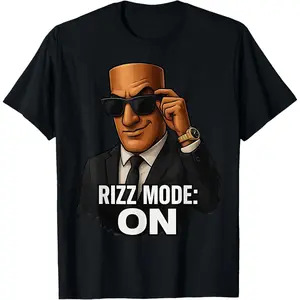 Tung Sahur Rizz Mode On Italian Brainrot Meme T-Shirt Fitted Short Sleeve Crew Neck Casual Summer Menswear Soft Comfortable Streetwear