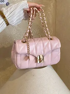 Elegant Solid Color Quilted Crossbody Bag, Fashionable Commuter Shoulder Bag, Modern Simple Design, Versatile and Stylish Accessory