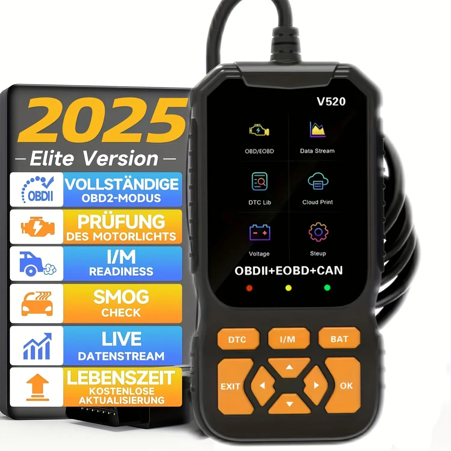 Latest Obdii/eobd Car Diagnostic Scanner, Full Obd2 Functions, Enhanced Engine Fault Code Reading & Reset, High-Speed Code Reader, Automotive Scan Tool, Digital Automotive Tester