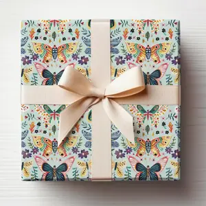 Cute Butterflies Wrapping Paper Roll Baby Girl Butterfly Gift Wrapping Glossy Wrapping Paper Butterfly