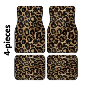 4pcs Car Floor Mats with Leopard Print, Universal Fit for Most Cars, Easy to Clean, Durable Interior Protection