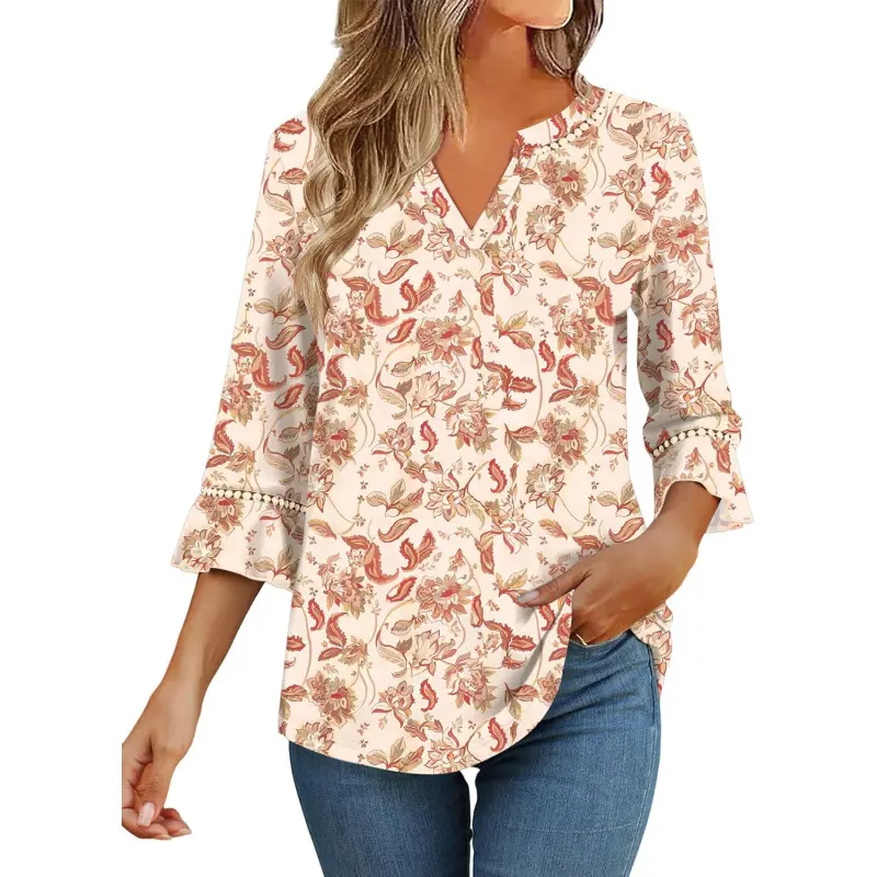 F-apricot Red Floral