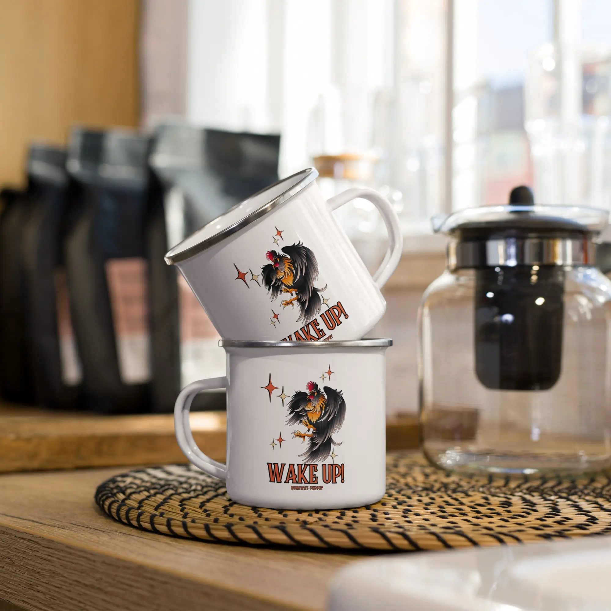 "Wake Up" Enamel Mug
