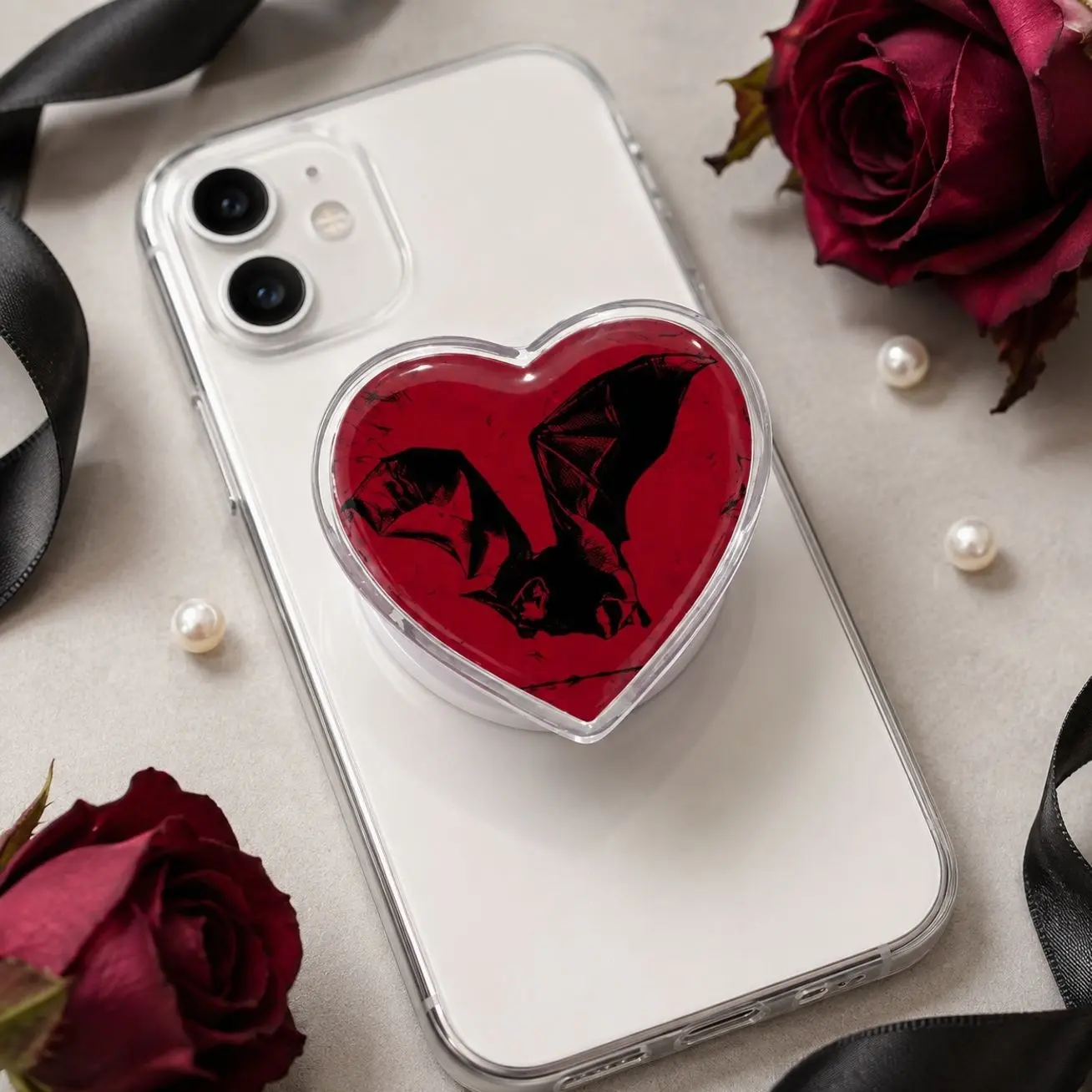 Heart Shaped Phone Grip With Magnetic Base, Foldable Cell Phone Stand Holder For Hands Free Viewing, Secure Grip For Mobile Accessories