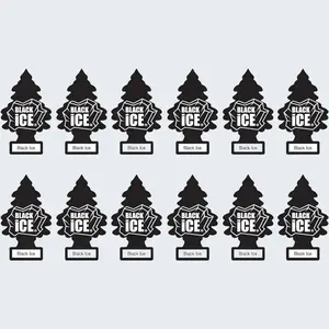 Black Ice Air Freshener Hanging Paper Tree for Home Car 12 Pack Fresh Scented Hanging Design Ideal for Home and Car Use