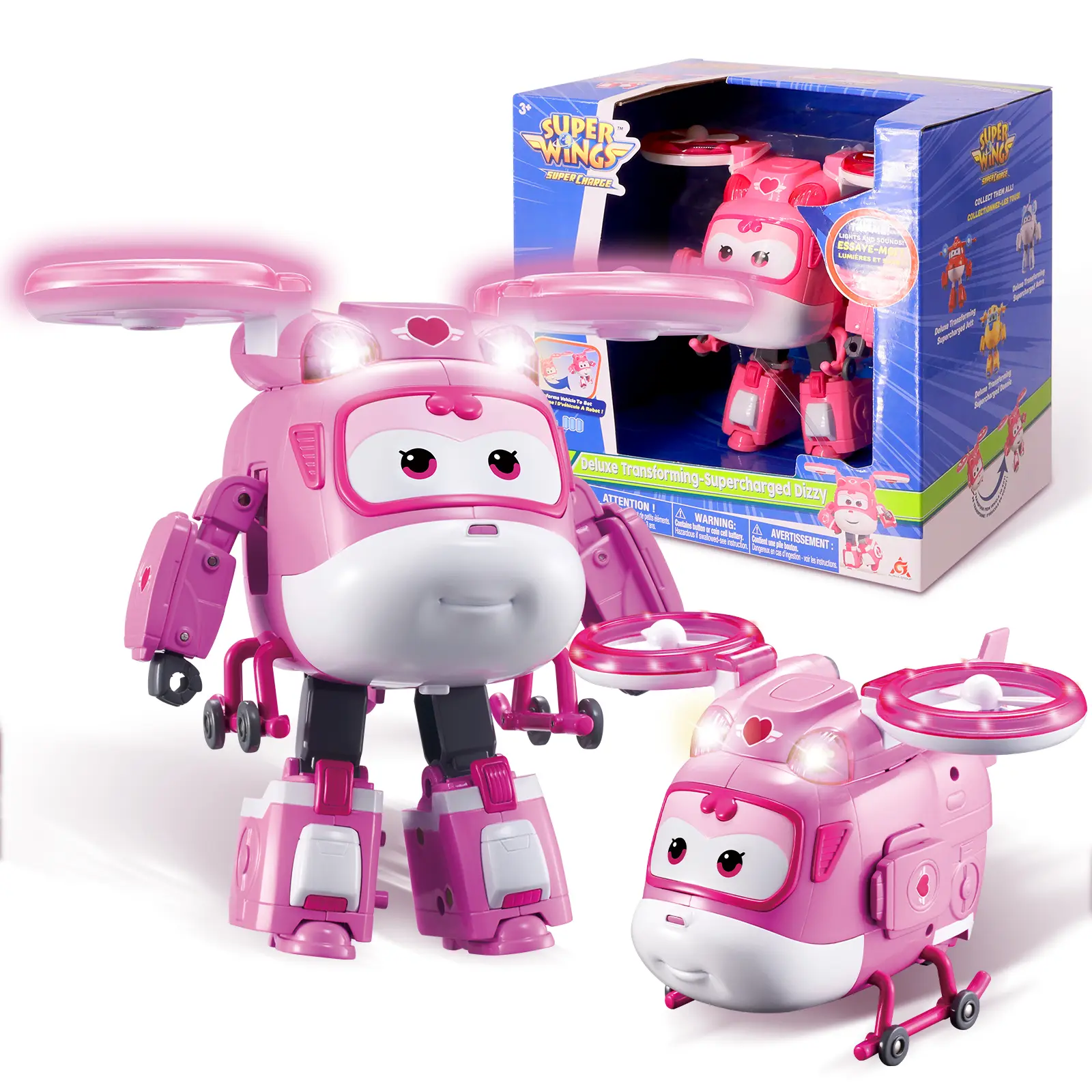 Super Wings 6'' Airplane Toy Action Figure, Deluxe Transforming Supercharged Jett, Toys for Kids, Airplane Toys with Light and Sound Effects for Boys & Girls Ages 3 and Up