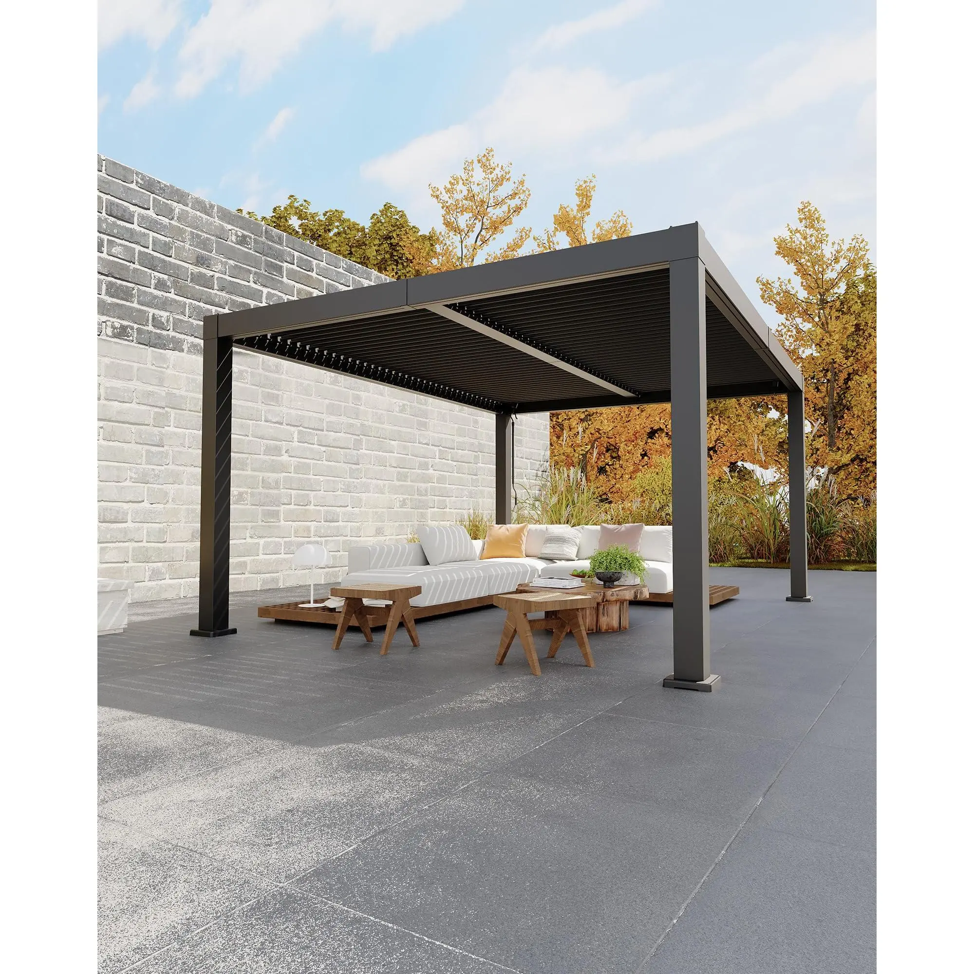 Premium Aluminum Hardtop Pergola with Adjustable Louvered Roof, Outdoor Canopy for Patio, Weather-Resistant Rust-Proof Pergola Shade for Backyard Garden Outdoor Living Space