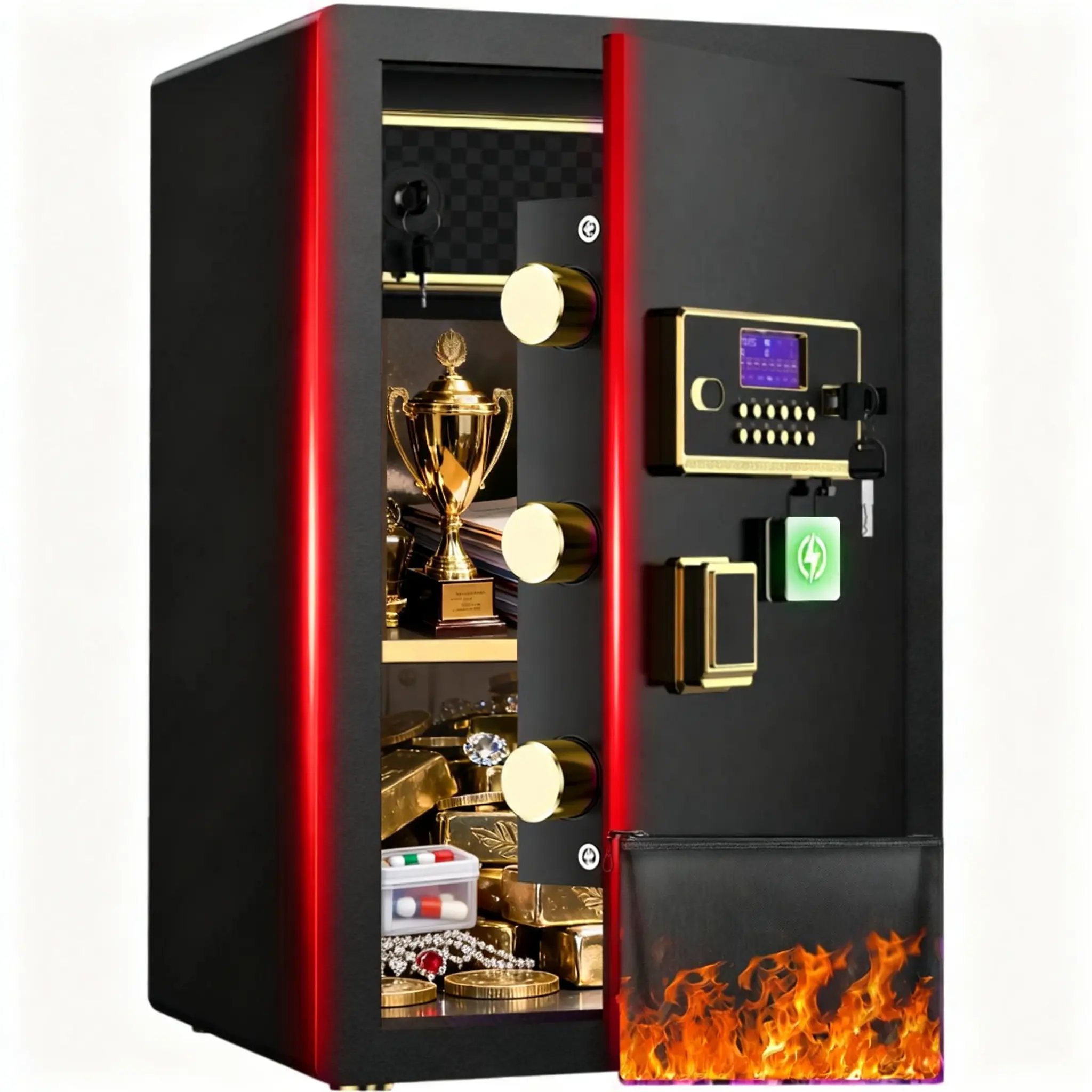 [Gift Guide] ACTIGER Large Money Safe Box with Digital Keypad, Electronic Lock, Smart Alarm System, and Dual Security Includes Fireproof Bag & Inner Locking Cabinet for Home, Office, Business, Travel, Mother's day Gift, Kids, Cash,summerwins