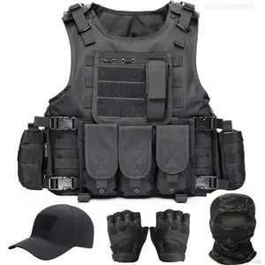 Tactical Vest for Men, Airsoft Vest, Black Molle Vest and Cap Protective Equipment, Tactical Airsoft GearFFSummitSupply7C31EasyWearStudio