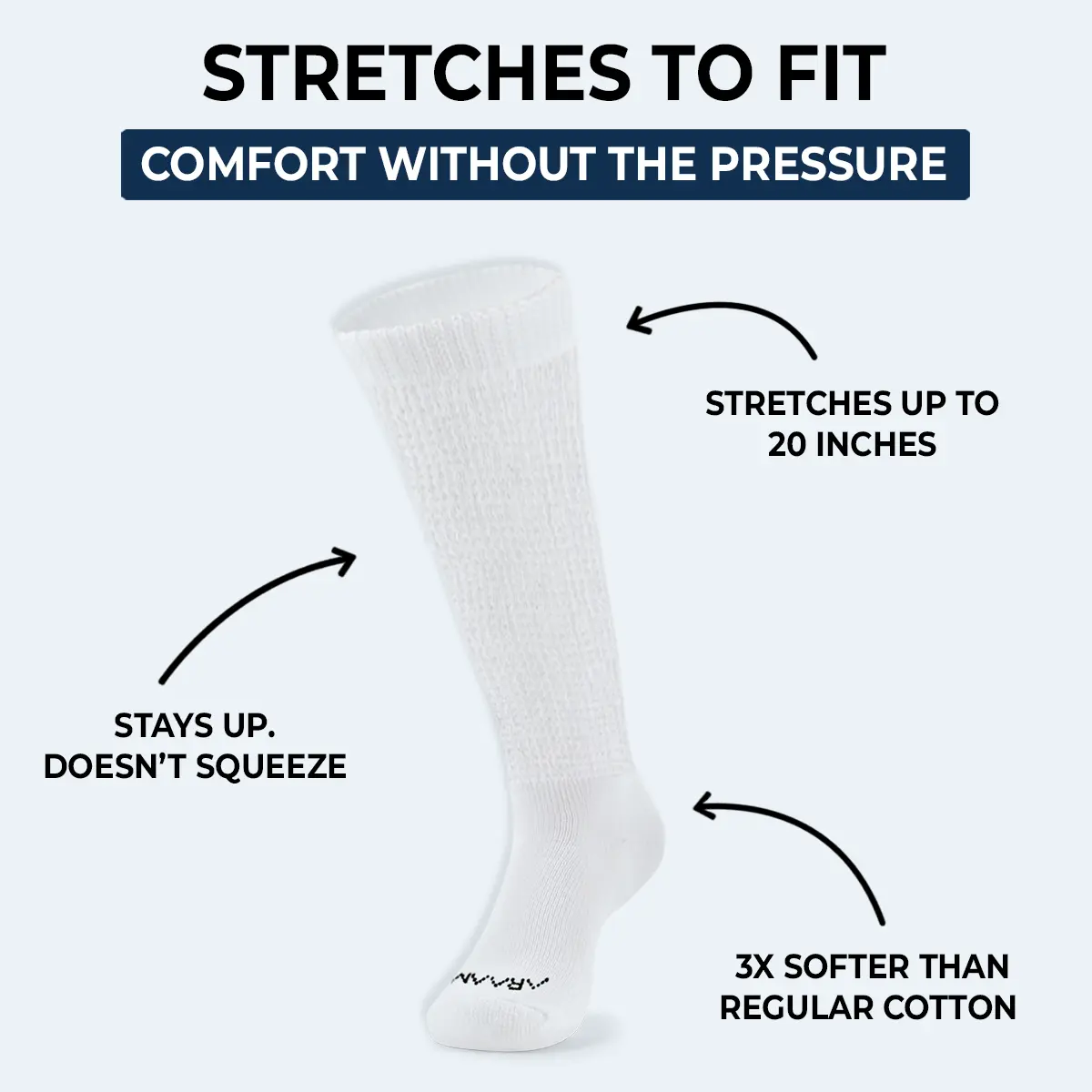 Araam ComfortFlex Over the Calf Socks for Men & Women | Non-Binding Extra Stretch Knee High – Soft Cotton, Seamless Toe, All-Day Comfort for Swollen Legs & Sensitive Skin